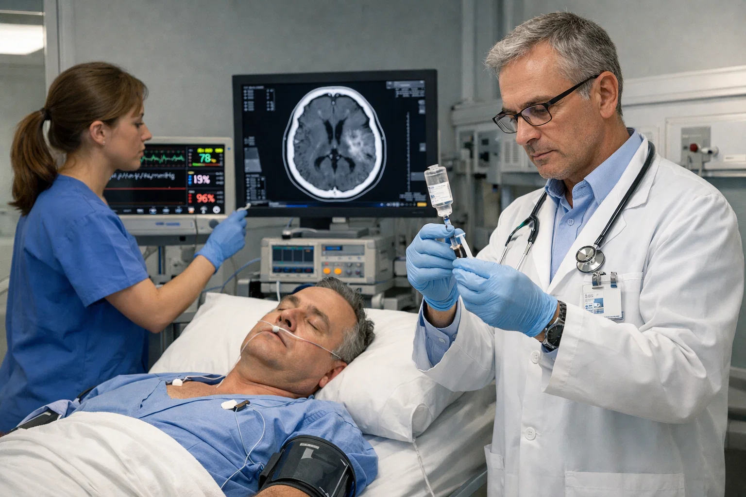 إعطاء العقار المذيب للجلطة لمريض سكتة دماغية داخل وحدة سكتة دماغية متخصصة