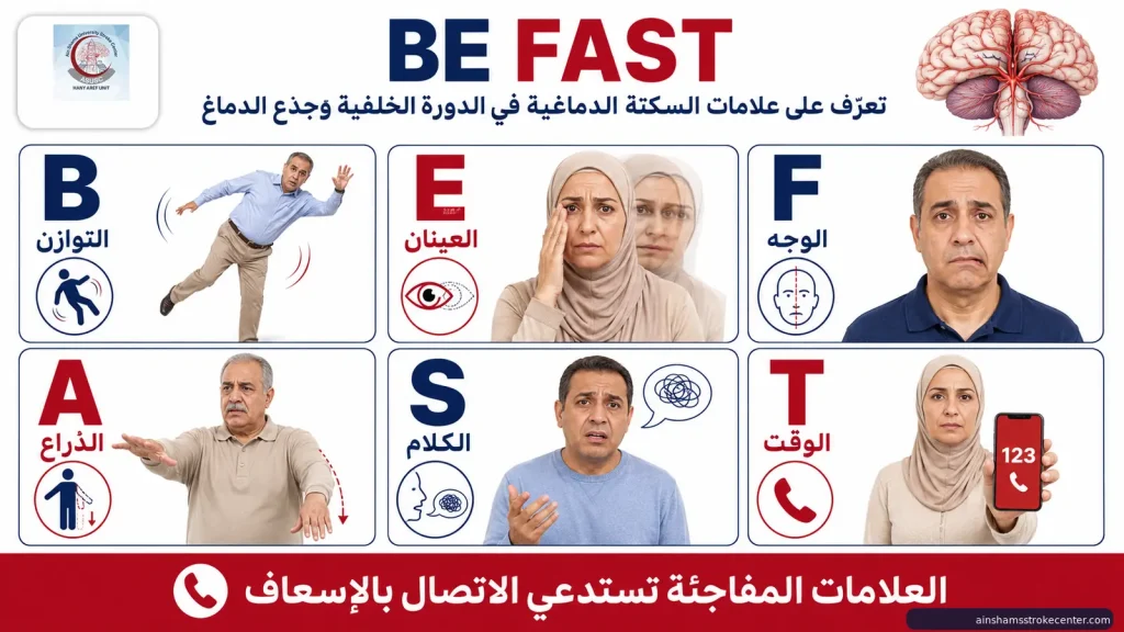 علامات BE FAST لاكتشاف جلطة جذع المخ والدورة الدموية الخلفية